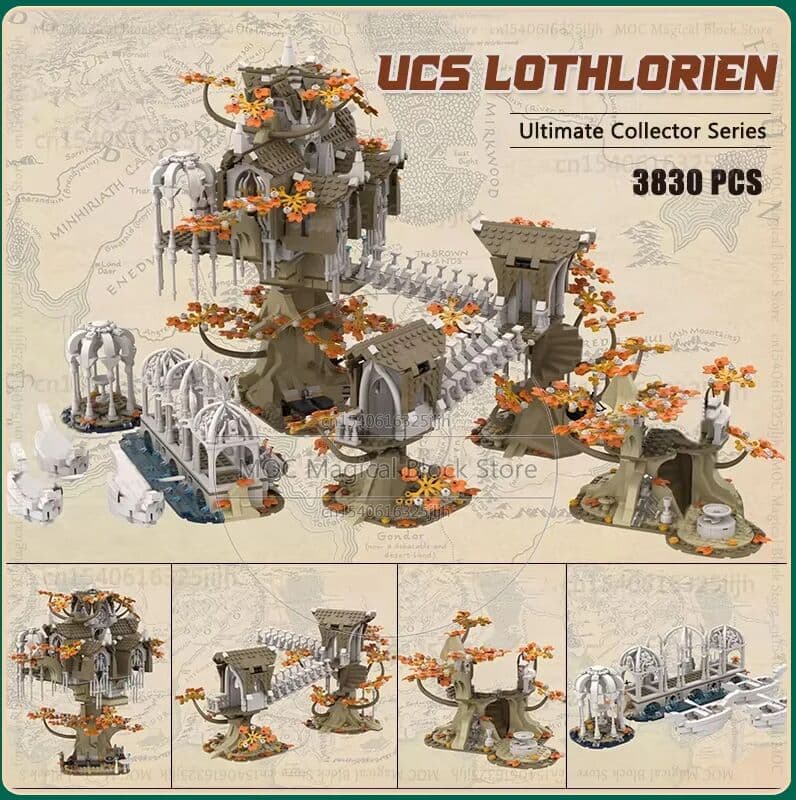 MOCBUILDING UCS Lothlorien Movie Scense Moc Building Blocks Famous Castle Architecture Technology Bricks DIY Assembly Toys Xmas Gifts