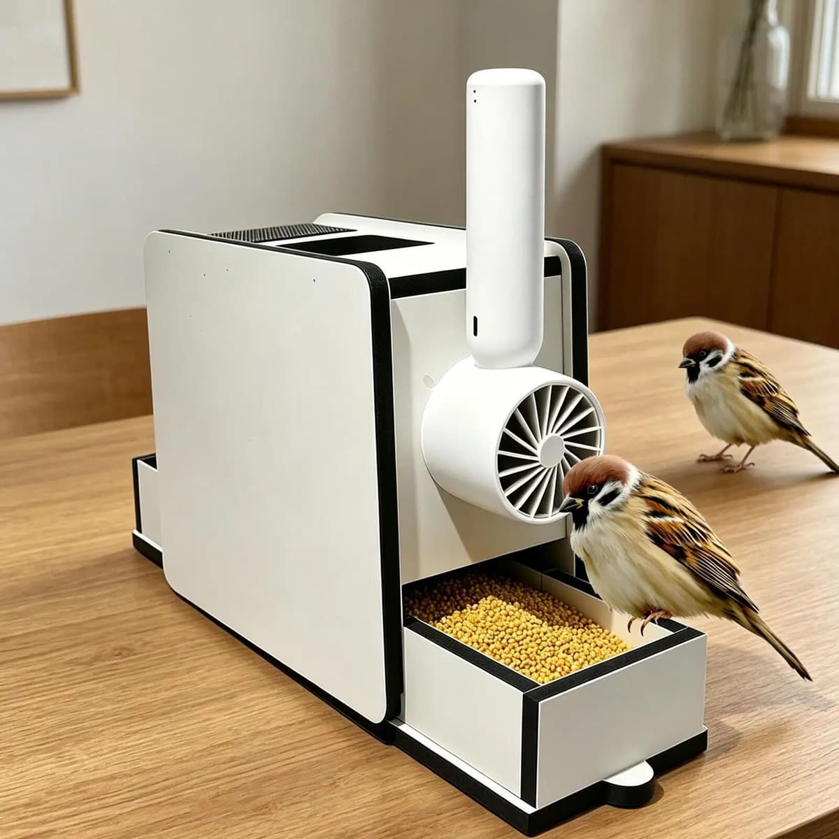 NONE NEW Bird Shelling Machine Wooden Bird Feed Shell Blower For Macaws Parrot Sparrow Parakeet Budgies Conures Cockatiels
