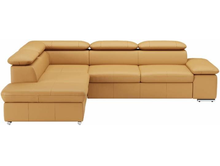 Ecksofa SIT & MORE Valantine L-Form, B: 272 cm, Leder, mit Arm- und Kopfteilverstellung , gelb (curry), B:272cm H:73cm T:226cm, NaturLEDER;Spannstoff, Sofas, Ecksofa, mit Schlaffunktion, Komfortsofa, modern