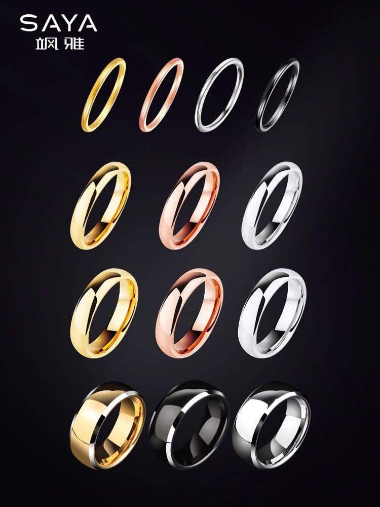 2MM 3.5MM 5MM 8MM Classic Gold Color Wedding Band Tungsten Carbide Rings Women Men Engagement Gift Jewelry Dome Polished Punk Me