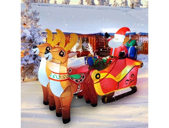 Traîneau de cerf Double modèle d'air de noël, décoration gonflable de noël, aménagement du site du modèle d'air du père noël