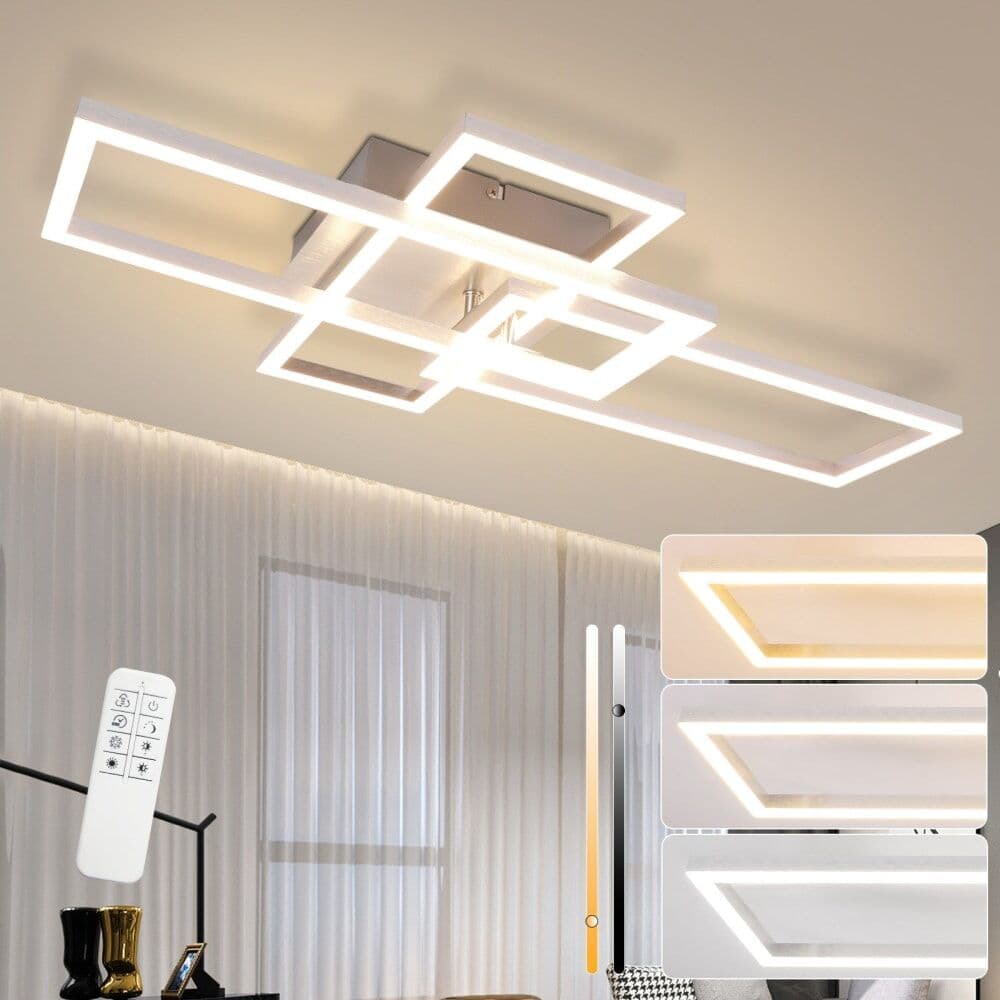 Nettlife Adelebsen - plafón led de metal, color plata, 65 cm