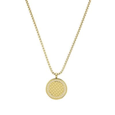 Kette mit Anhänger JOOP, gold (gelbgoldfarben, weiß), Halsketten, Damen, Edelstahl, L: 55 B: 2,5mm, mit Zirkonia (synth.), B:2,5mm