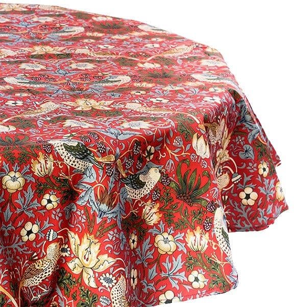 William Morris Strawberry Thief Red 132 x 132cm Acrylic/PVC Tablecloth