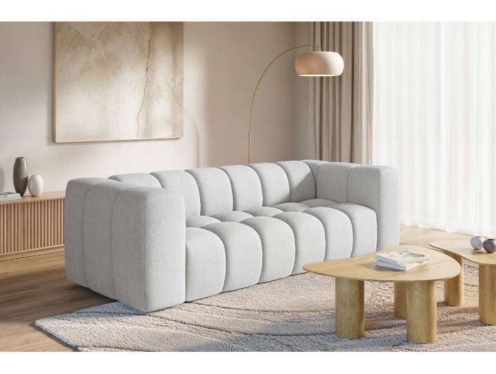Big-Sofa HOMSY BY ANA JOHNSON »L« BOUBELLE Design-Sofa mit Steppung, Bubble-Optik, Breite 246 cm , grau (hellgrau), B:246cm H:75cm T:100cm, 100% Polyester, Sofas, Big-Sofa, 4-Sitzer mit Wellenunterfederung, L Sitztiefe 63 cm