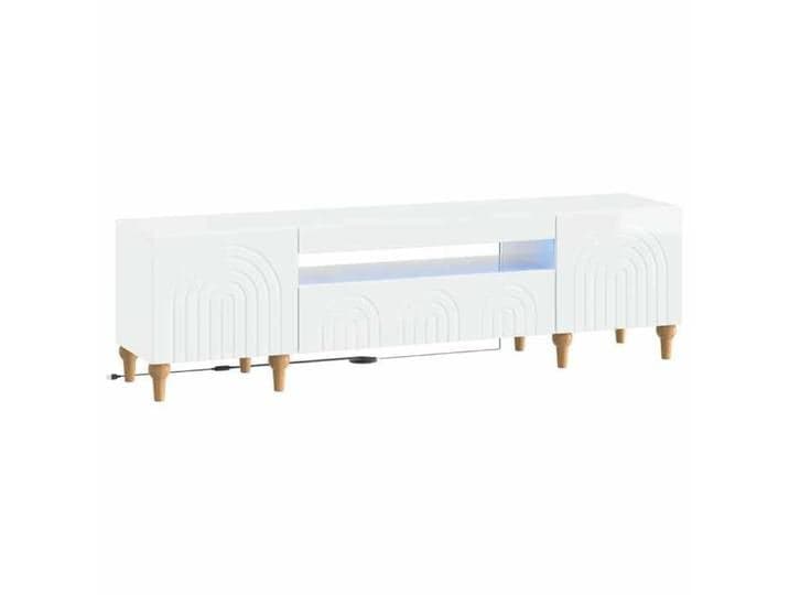 Blanc Meuble TV LED Blanc brillant Bois d'ingénierie(VIDAXL)_22042