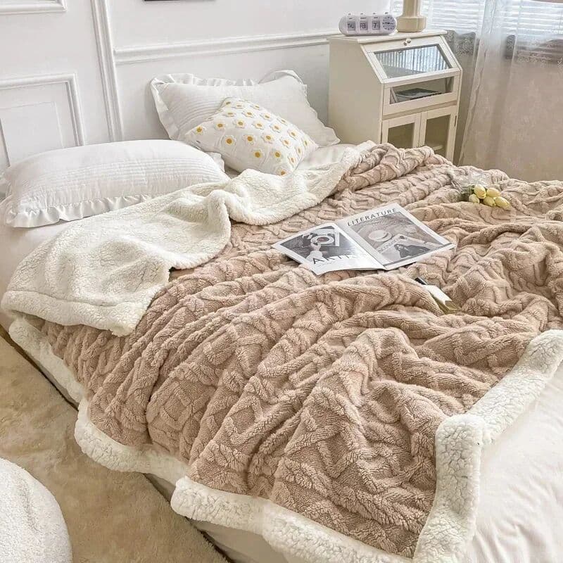 NONE Winter Blankets Soft Plaid Warm Fleece for Adults Kids Solid Sofa Bed Cover Duvet Plush Throw Bedspread for Home Beds Couch