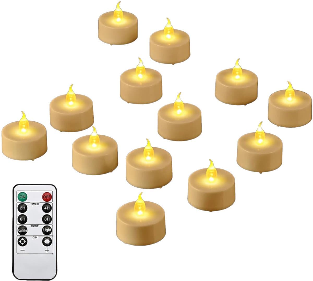 White-Label Led Kaarsen met Afstandsbediening - Bewegende Vlam en Dimbaar - Wit