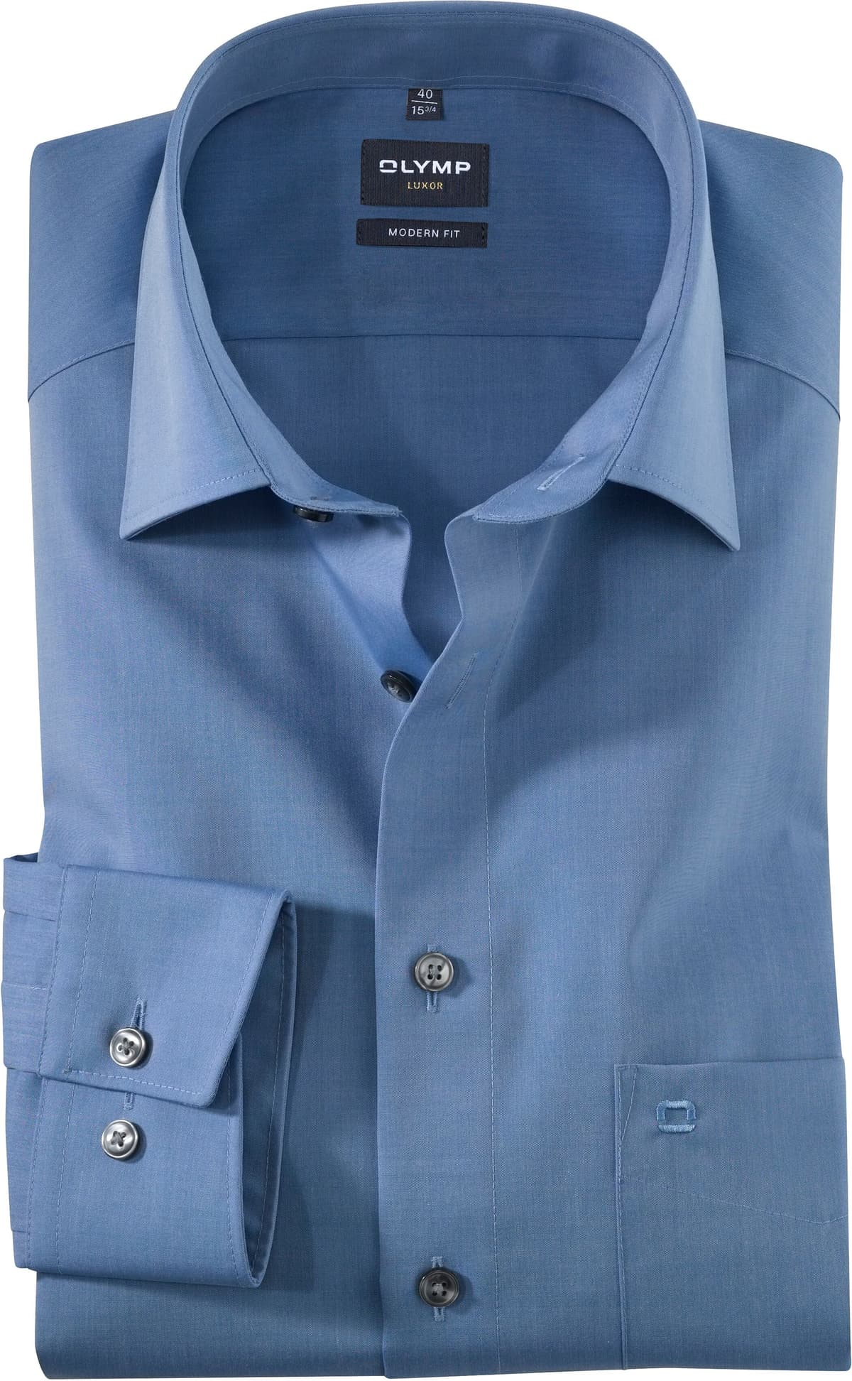 Businesshemd OLYMP "Luxor modern fit", Herren, Gr. 41, N-Gr, blau, Web, Obermaterial: 100% Baumwolle, modern fit, Hemden Businesshemd