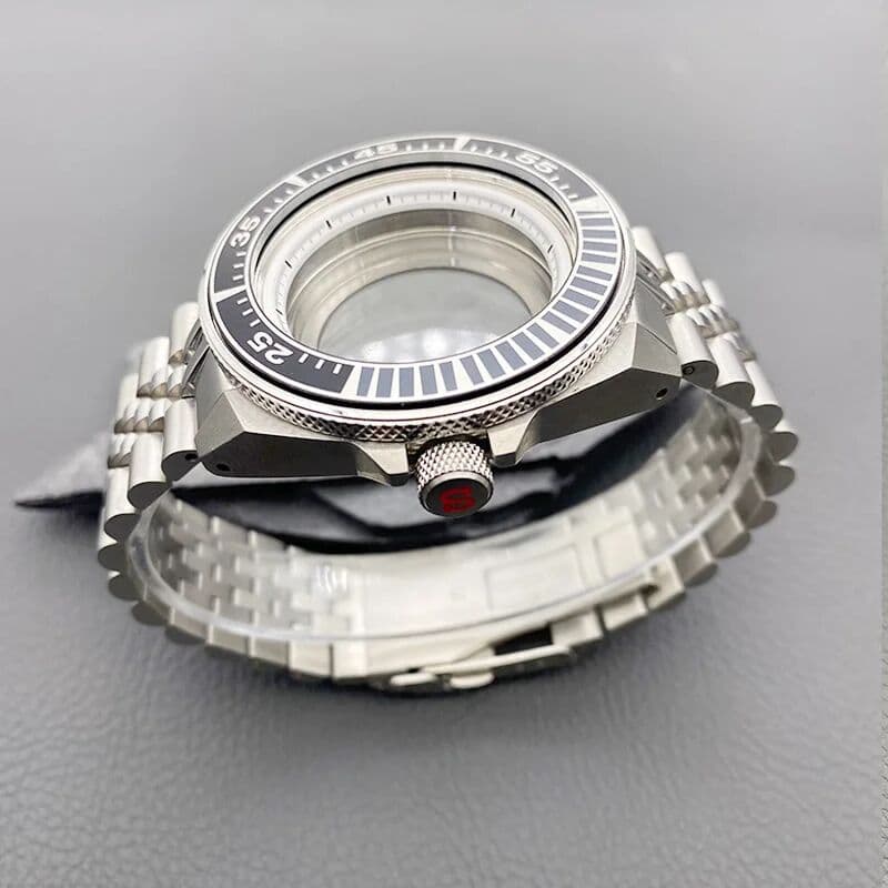NONE King Samurai Watch Case and 22mm Watch Stap Sets with Sapphire Crystal Glass Fit NH34 NH35 NH36 NH38 4R 6R 7S Automatic Movement