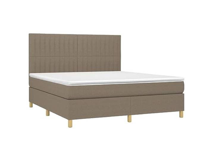 vidaXL Boxspring met matras en LED stof taupe 180x200 cm