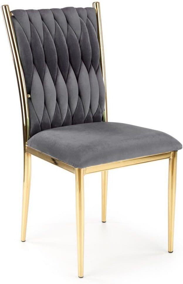 MSO Chaise de salle à manger en velours de polyester gris Gris 55x94x48cm