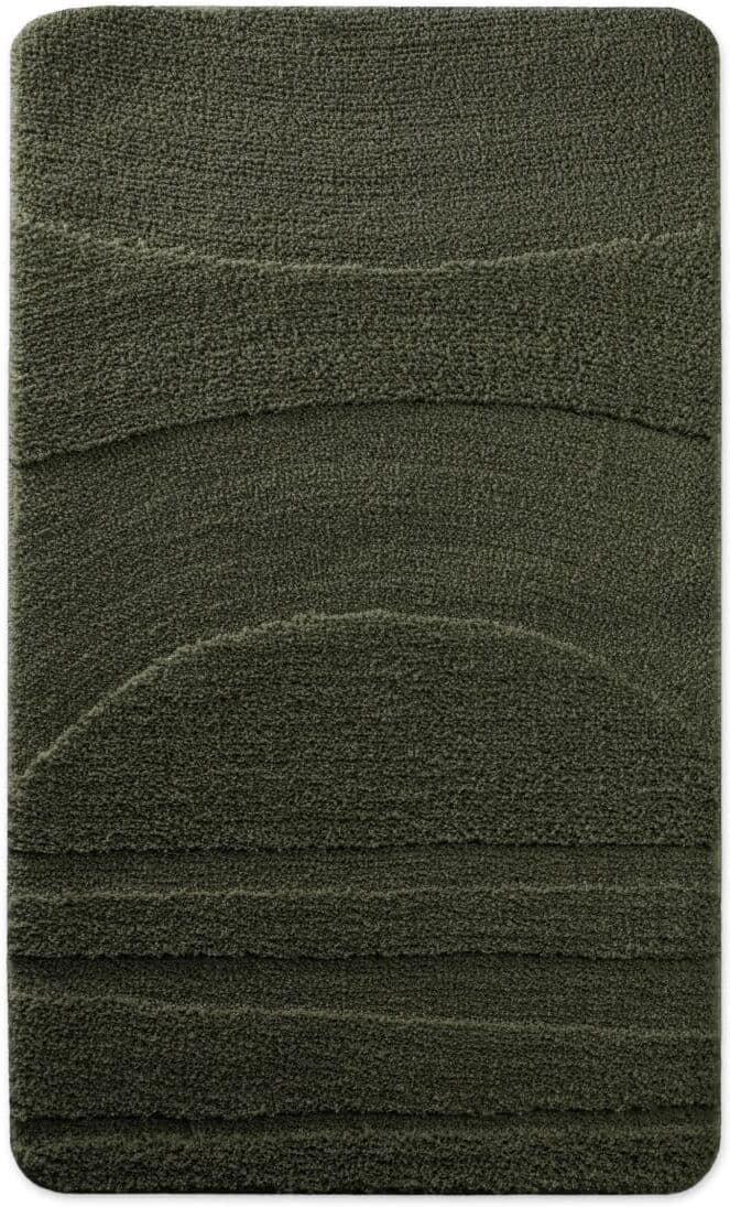 Wecon Home Alfombra de baño en relieve caqui oscuro 80x150