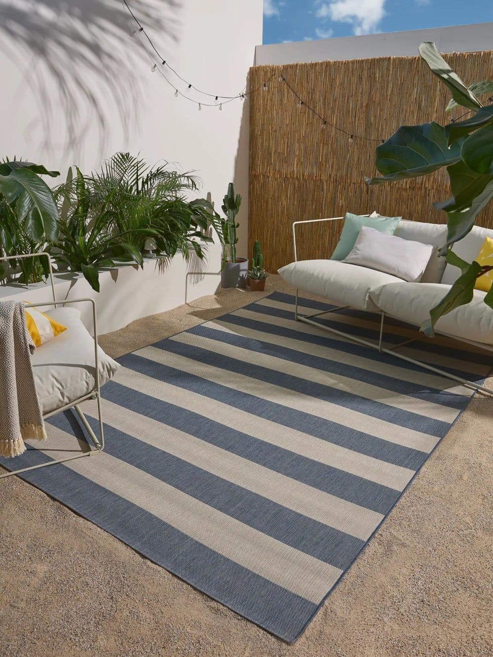 Benuta Alfombra de exterior & interior azul 200x290