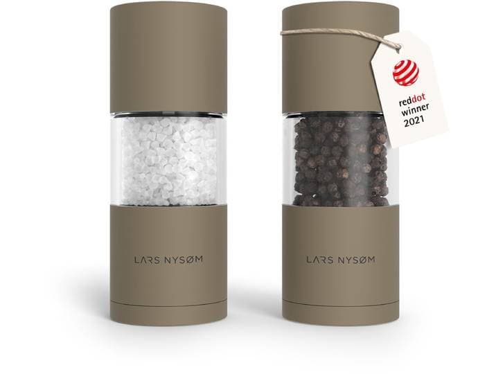 LARS NYSØM Sjæl Zout- en Pepermolen Set - Verstelbare maalgraad - Roestvrijstaal (Taupe Brown)