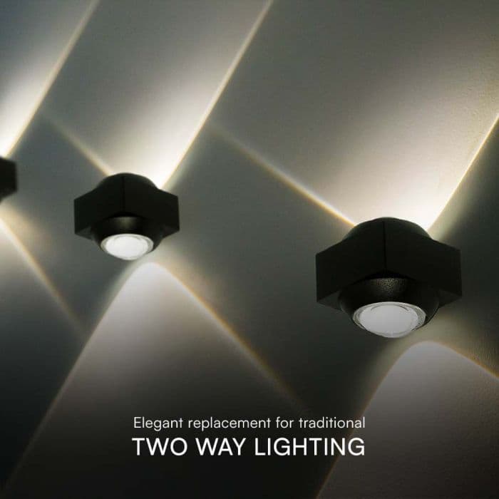 V-Tac Vt-2503 2w Led-Wandleuchte Quadratischer Doppellichtstrahl 3000k Schwarze Farbe Ip54 - Sku 23028