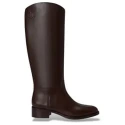 Lauren Ralph Lauren für Damen. 802P12995003 Kyle Hochschaftstiefel aus braunem Kalbsleder (38), 1 bis 3 cm, Keine, Lässig