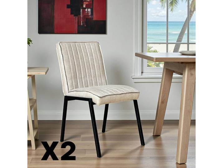 Chaise salle à manger confort (lot de 2) CORTINA - Ecru