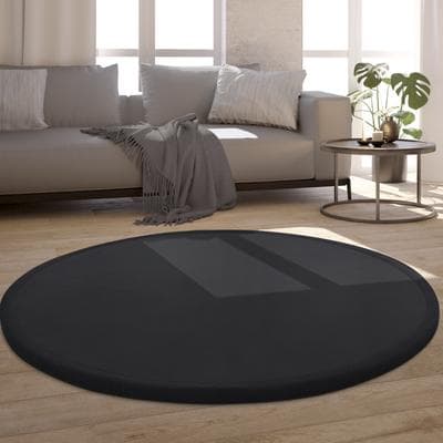 Teppich PACO HOME "Tatami 475", schwarz, H:24mm Ø:80cm, Polyester, Teppiche, Teppich, Kurzflor, Uni-Farben, mit Memory Foam, waschbar