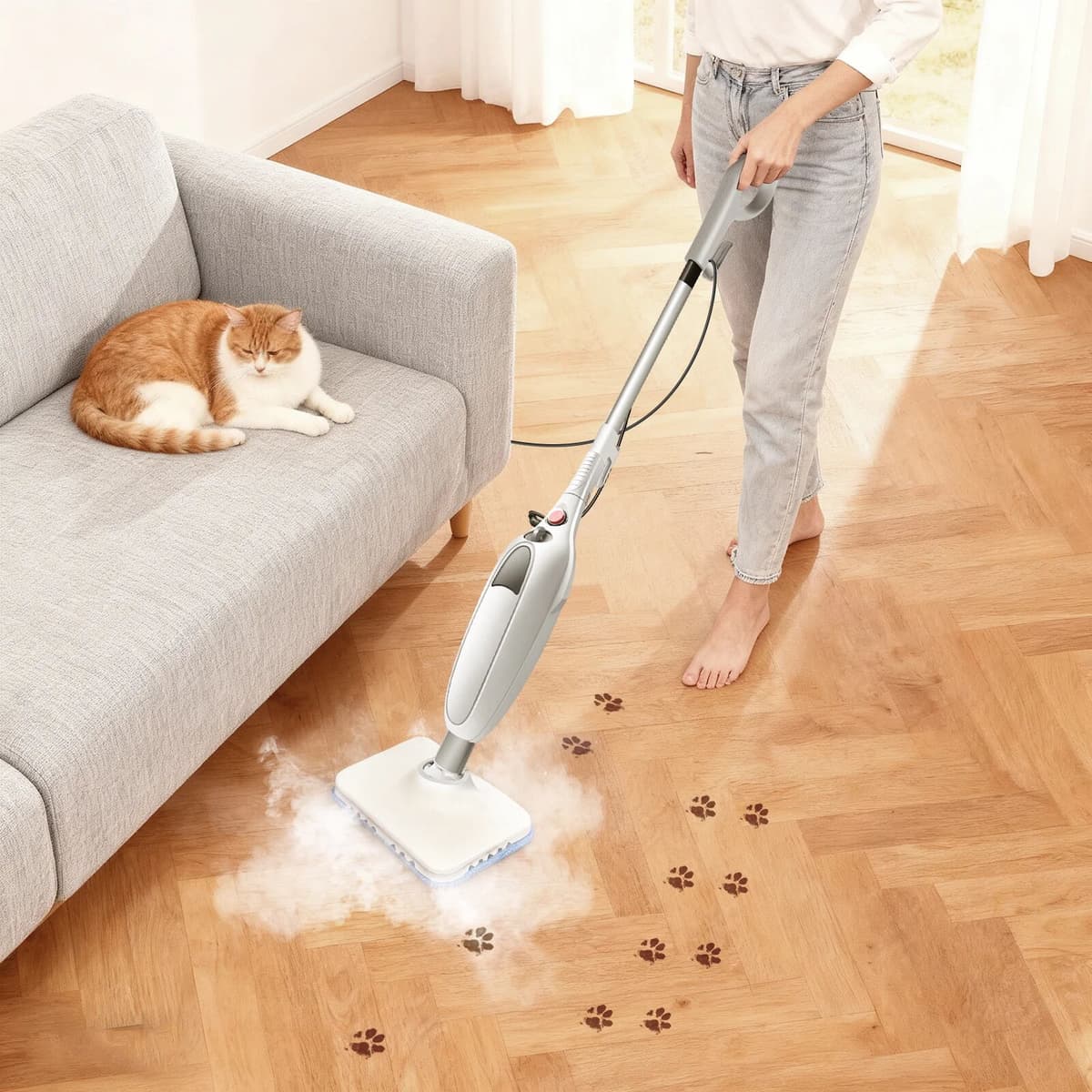 DayPlus Electric Steam Mop Hand Held Cleaner Steamer Floor Carpet Washer 3500W 2-Speed MultiPurpose Steam Cleaner with 2 Washable Pads