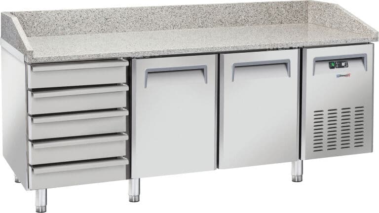 Casselin Tavolo per Pizza Refrigerato 5 Cassetti 2 Porte