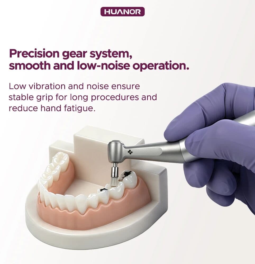 HUANOR Low Speed Dental Contra Angle Handpiece FX Style 20000rpm 1:1 Direct Drive ø2.35mm CA Burs Compatible Dentistry Tools