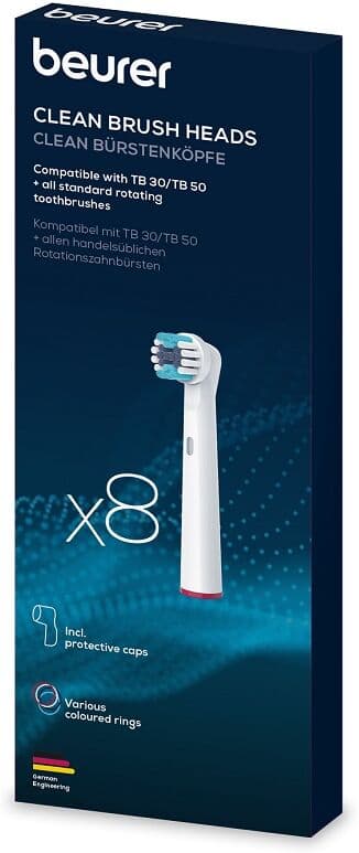 Beurer TB Clean 8 Testine di Ricambio per Spazzolino Elettrico &ndash; Set Testine di Pulizia Profonda Clean