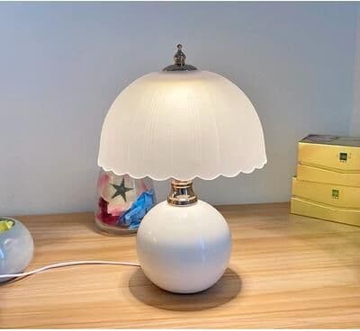 Uplift Picks Modern Ceramic Glass Bedside Table Lamp For Cozy Warm Reading Spaces blue us
