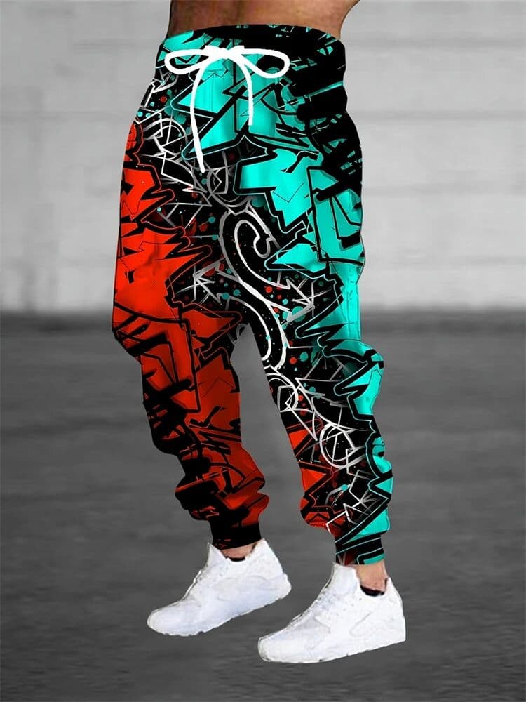 NONE 2025 Spring/Summer  Arrival Casual Letter 3D Print Relaxed Pants Outdoor Casual Men's Comfortable Drawstring Pants
