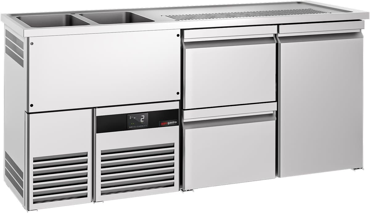 GGM Gastro Bierkoeling PREMIUM - 1950x700mm - 1 deur & 2 laden zilver