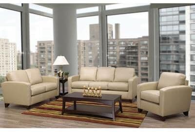 Bryce Italian Top Grain Leather Sofa, Loveseat and Chair Set