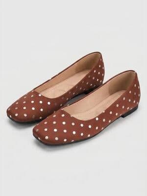LightInthebox Women's Red Polka Dot Ballet Flats – Christmas Festive Square-Toe Shoes with White Dot Print Comfort Insole for Christmas Parties, Holiday Events, Daily Wear Retro-Inspired Outfits