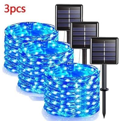 Uplift Picks 42M 400 LED Solar Fairy String Lights For Outdoor Garden Decor blue (3 Pcs) 12 M 100 Led