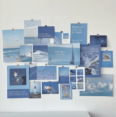 Inspire Curations Nordic Retro Photo Card Wall Decor Set Aesthetic DIY Postcard Stickers For Bedroom & Dorm guang River