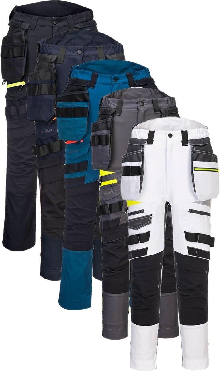 Portwest Dx452 Dx4 Hi-Vis Bukser Med Aftagelige Hængelommer Hvid 34