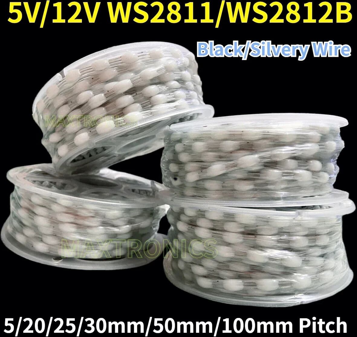 SAGE LU MEI 5V/12V WS2811 WS2812 LED String Lights Dream Color Addressable IP67 15/20/25/30mm/50mm/100mm Pitch Black/Silvery Wire Fairy Lamp