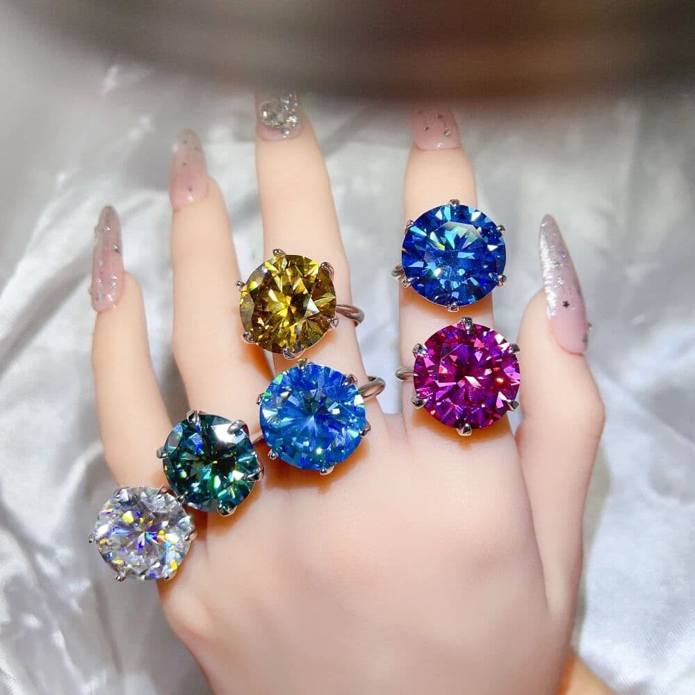 NKHOG Luxury 20CT Real Moissanite Rings S925 Silver For Women Sparkling Lab Diamond Wedding 6 Claws Band Fine Jewelry Certified