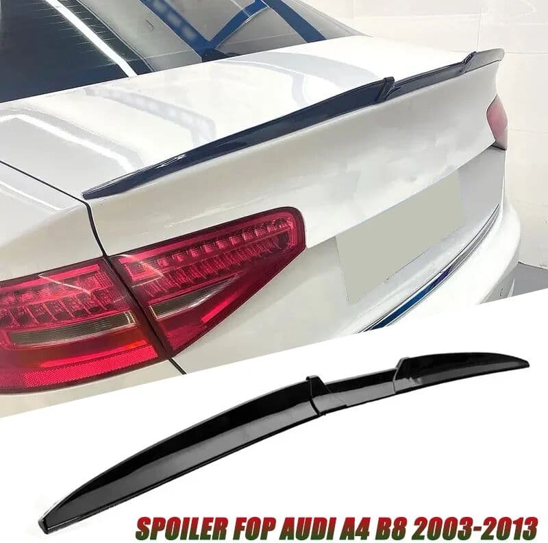NONE For Audi Accessories A4 B8 2003-2013 Car Rear Trunk Spoiler Wing Lid DIY Length 3Pcs Matt Black Soft Plastic