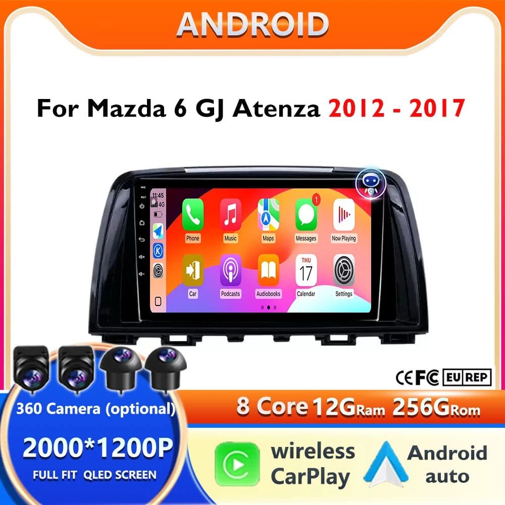 CUCU-NAVI 2K Android 16 For Mazda 6 GJ Atenza 2012-2017 GT Android Car Radio Carplay Multimedia Video Player GPS Navigation Auto NO DVD