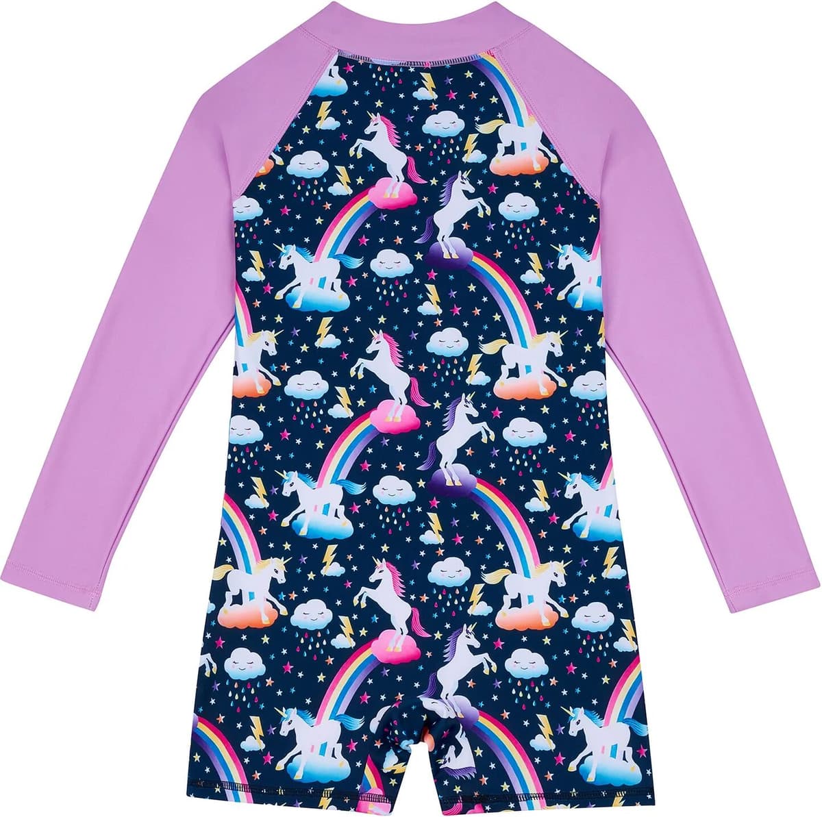 NONE Girls One-Piece Swimwear Printing Swimsuit Kids Summer Long Sleeve Sunscreen Swimming Beach Wear Children Bathing Suit 3-12 Year