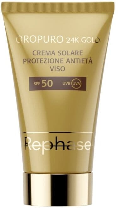 Rephase Oropuro 24K Gold - Crema Solare Protezione Antietà Viso SPF50, 50ml