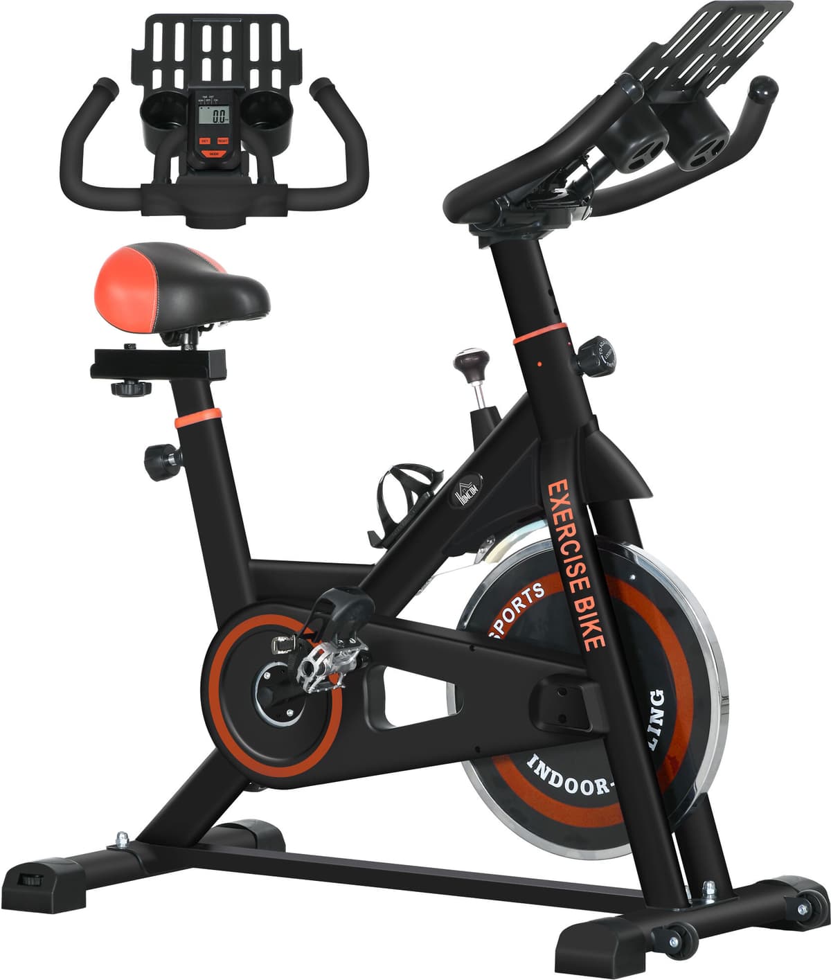 Altro Cyclette Da Casa Con Volano Da 8 Kg E Schermo Lcd, In Acciaio E Abs, 103x53x100-114 Cm, Rosso E Nero