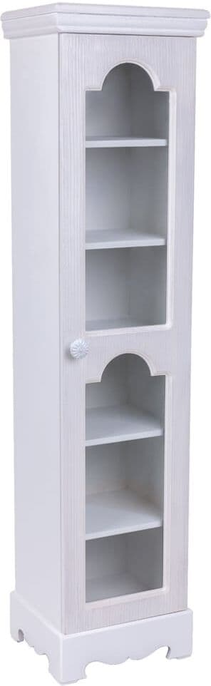 Wanderlust deco Vitrina de madera de 1 puerta, 24x20x98,5, blanco