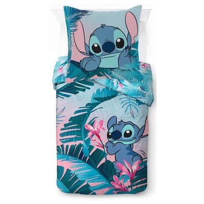 Kinderbettwäsche DISNEY "Disney Lilo & Stitch Bettbezug-Set 135x200 cm + Kissenbezug 80x80 cm", bunt (blau), B/L: 137cm x 200cm, 1 Stk., 1 Stk., Washed Cotton, B/L: 80cm x 80cm, 2 tlg., Washed Cotton, Obermaterial: 100% Baumwolle, Bettwäsche, 100 %...