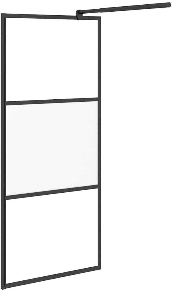 vidaXL Paroi de douche 90x195 cm Verre ESG demi-dépoli Noir