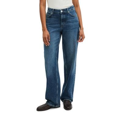 Regular-fit-Jeans MARC O'POLO "aus Circulose", Damen, Gr. 33, Länge 32, blau (medium blau), Obermaterial: 79% Baumwolle, 20% Viskose, 1% Elasthan, unifarben, regular fit extralang, Jeans