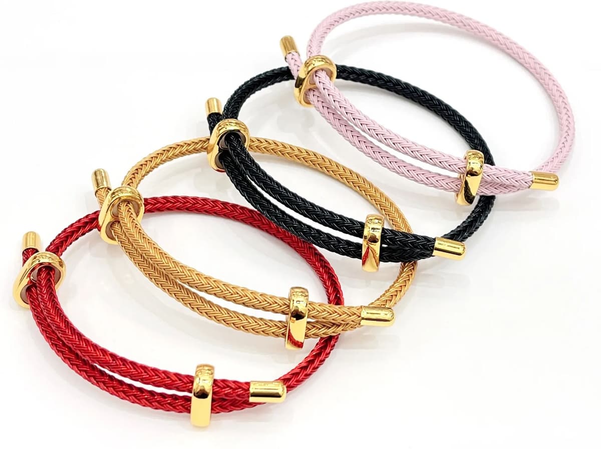 NONE 10Pcs Exquisite Adjustable Titanium Steel Waterproof Sweatproof Rope Bracelet Stainless Steel Bracelet DIY Jewelry Accessory