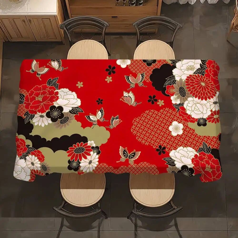 NONE Japanese ukiyo-e style Table Cloth Party Decor Dining Room Home Kitchen Patios Waterproof Stain-Proof Table Cloth