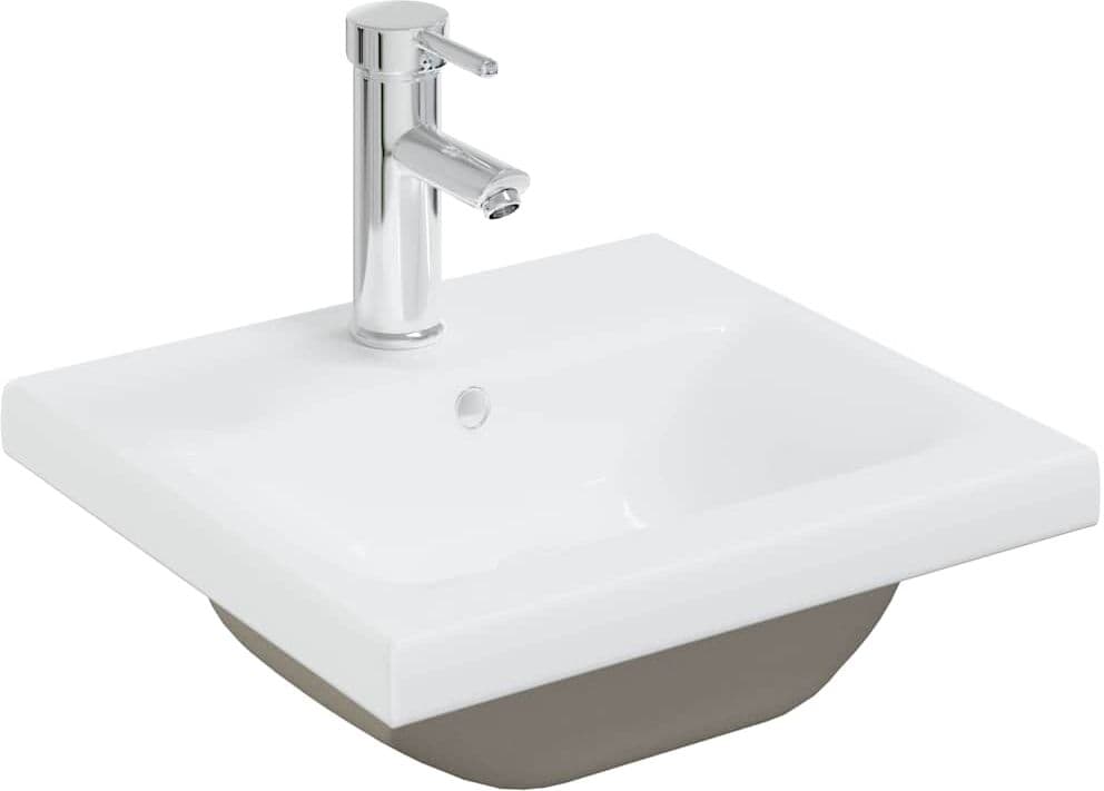 vidaXL Lavabo encastré avec robinet 42x39x18 cm céramique blanc
