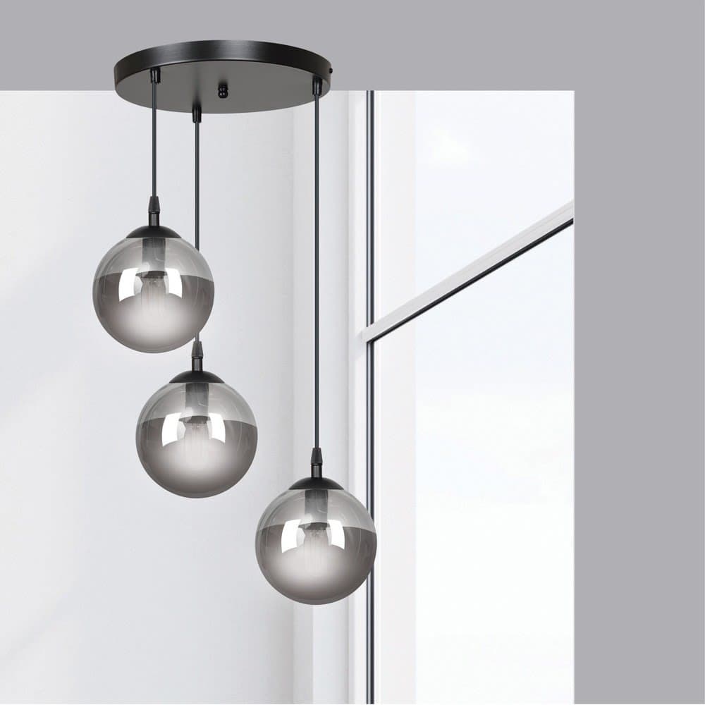 Wonderlamp Lámpara colgante con base redonda y cables ajustables gris ø40
